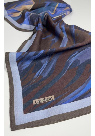 Cardion Pamuk İpek Şal - 70 X 180 - 06302 Kahve - Mavi