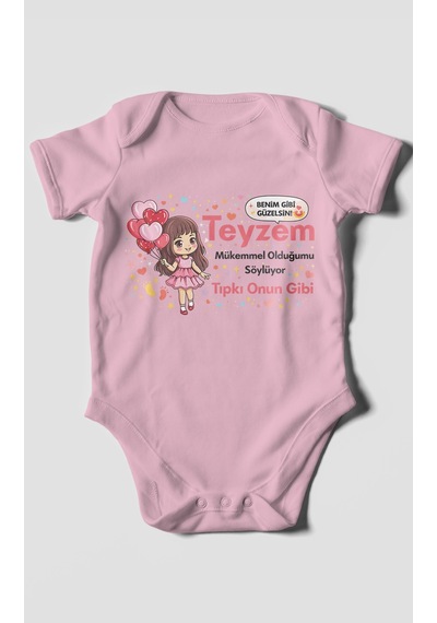 Morivokids Teyzeye Özel Kısa Kollu Bebek Body %100 Pamuk Zbn89-kk Koyu Pembe