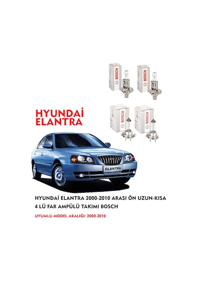 HYUNDAİ ELANTRA 2001 MODEL ÖN UZUN-KISA 4 LÜ FAR AMPÜLÜ TAKIMI BOSCH