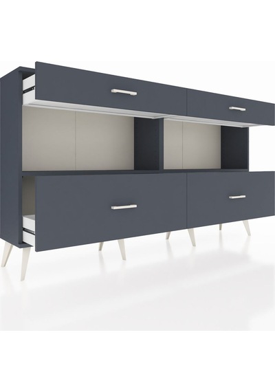 Arges Konsol 2 Raflı 4 Çekmeceli 176x30x99 Antrasit-antrasit Antrasit-antrasit Arges Konsol 2 Raflı 4 Çekmeceli 176x30x99 Antrasit-antrasit Antrasit-antrasit