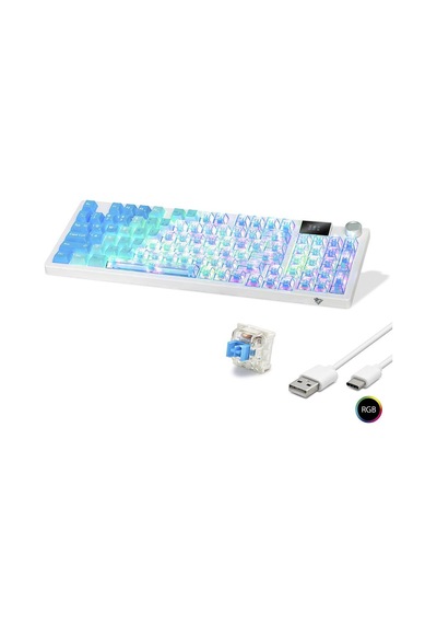 Kablosuz Mekanik Klavye Rgb Blue Switch 95 Tuş - Mavi Beyaz Mf1705m C82ad