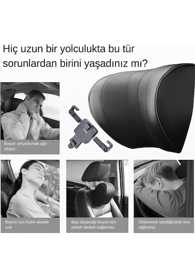 Coofbe Ayarlanabilir Ortopedik Araç Boyun Baş Yastığı Oto Koltuk Başlığı, Oto Boyun Yastığı Car Headrest Siyah