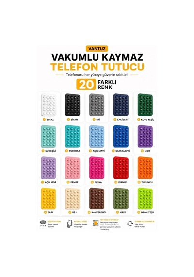 Cep Telefonu Tutucu Vantuzlu Vakumlu Kaymaz Tüm Telefonlar İle Uyumlu Yapışkanlı Telefon Tutucu Sarı Diğer