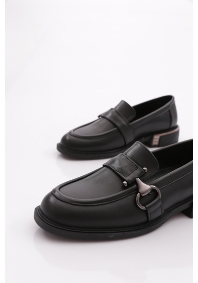 Dgn 26076 Kadın Loafer Ayakkabı Siyah Analin