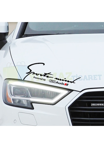 Audi Logo Yazı Sport Mind Oto Sticker Kaput Etiket Yapıştırma