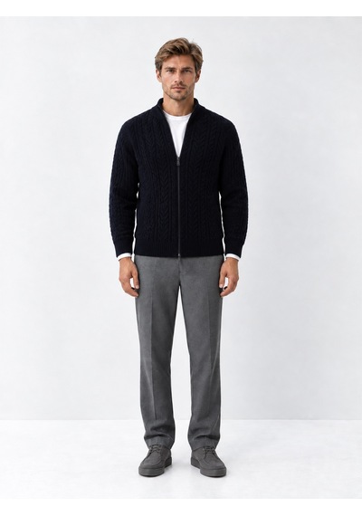 Xint Lacivert Regular Fit Dik Yaka Hırka 801779