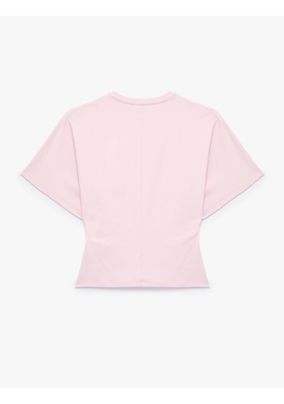 Koton Pamuklu Slim Fit Yarasa Kol Bisiklet Yaka Tişört Pembe 6sak50551ek Gül