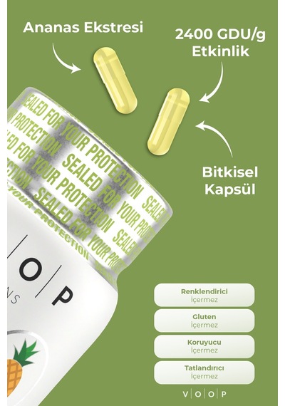 Voop Bromelain 500 MG Ananas 30 Bitkisel Kapsül
