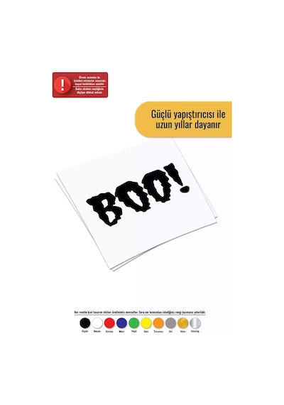 Boo - Araç, Oto, Laptop, Duvar Uyumlu Sticker 30 15 Cm