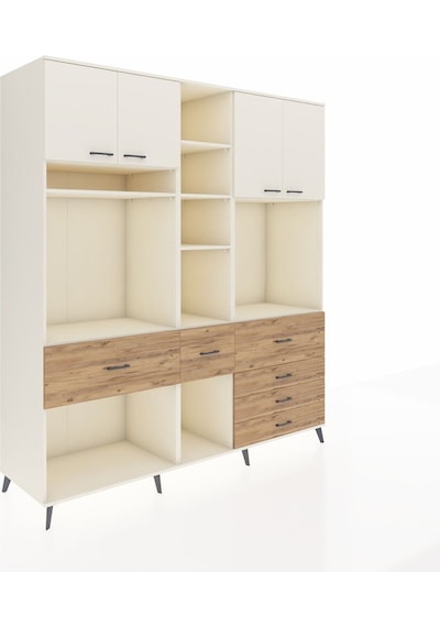 Kronos Dolap 11 Raflı 6 Çekmeceli 4 Kapaklı 220x59x243 Aytaşı-aytaşı/çam Aytası/atlas Çam - Aytası