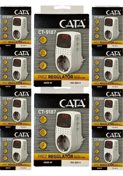 Cata Ct-9187 4000w Akım Korumalı Led Göstergeli Priz 10 Adet