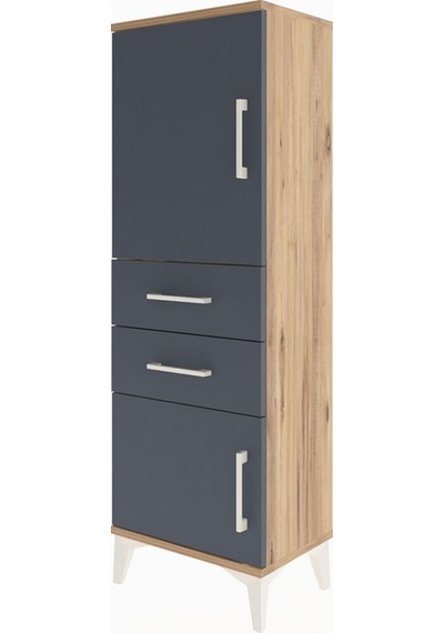 Arges Dolap 2 Raflı 2 Çekmeceli 2 Kapaklı 44x30x134 Çam-antrasit Atlas Çam