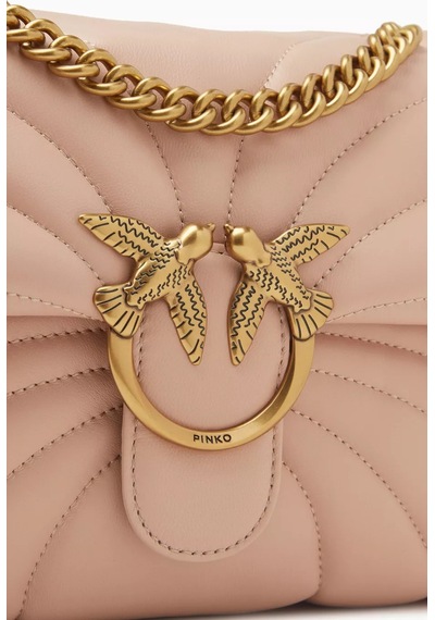 Pinko Kapitone Nappa Love Mini Şişme Çanta, Şık & Çok Yönlü El Çantası Açık Pembe