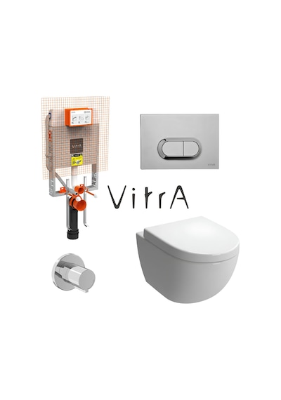 VitrA Sento Kanalsız Klozet Beyaz Asma Klozet 7748b003-0559, VitrA Gömme Rezervuar Set 768-1851 Beyaz