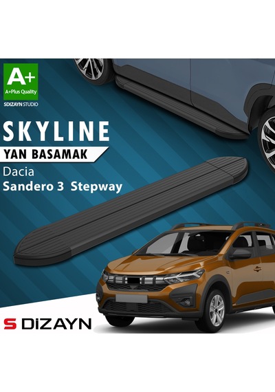 S-dizayn Dacia Sandero 3 Stepway Skyline Siyah Yan Basamak 183 Cm 2020 Üzeri A+ Kalite
