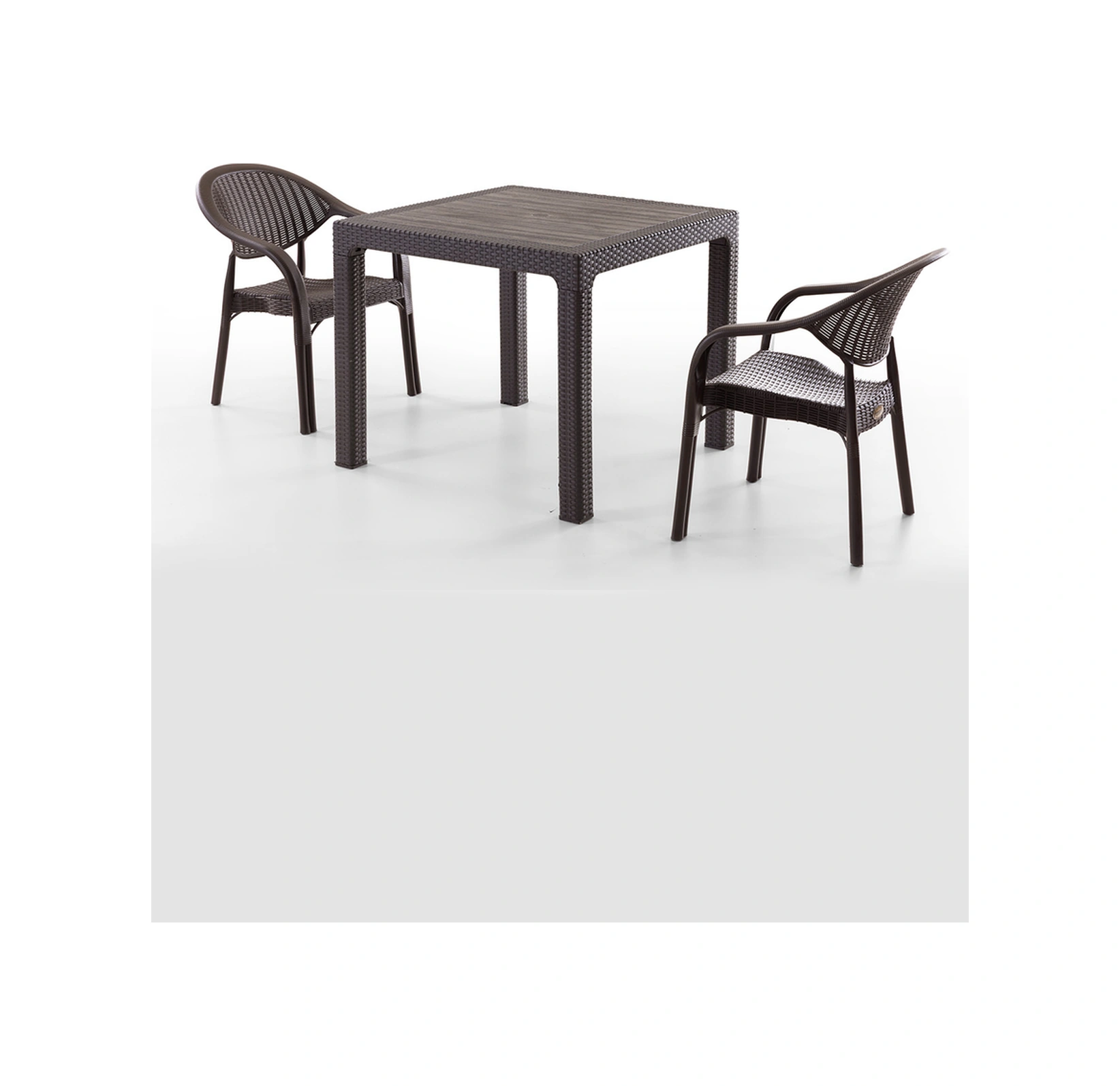 Bamboo 2 Kişilik Rattan Masa Sandalye Takımı Kahve Kahve