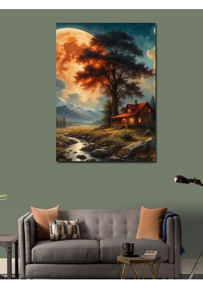 Kanvas Tablo Manzaralı Ev 50cmx70cm