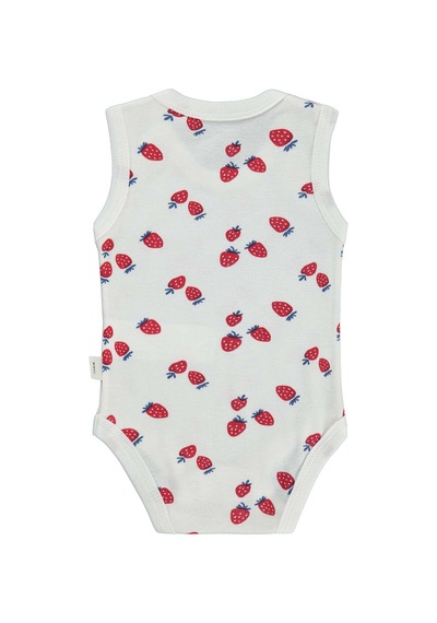 Civil Baby Çilekler Empirme 1-36 Ay Çıtçıtlı Badi - Ekru