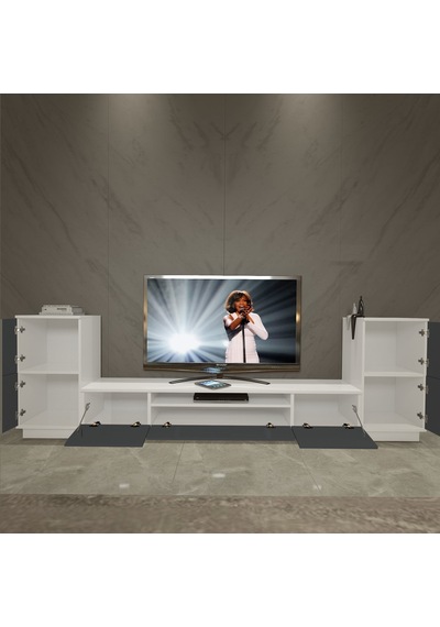 Decoraktiv Trendstyle On2 Mdf Tv Ünitesi Tv Sehpası Beyaz - Antrasit