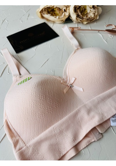 Celine C Cup Bambu Hisli Ultra Rahat Polamid Kumaştan Dokulu Dant Pudra