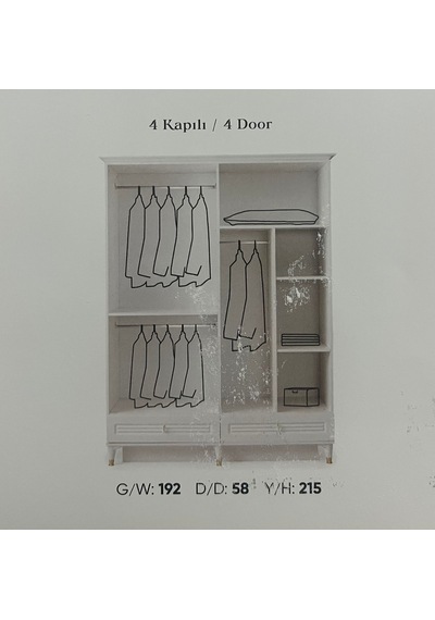 Bağdat Mdf 4 Kapılı Dolap