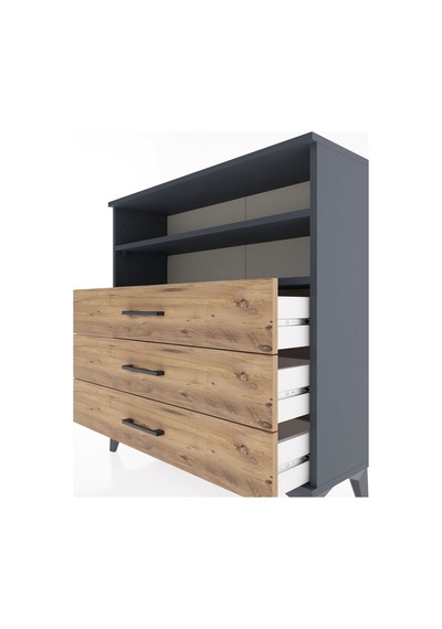 Arges Şifonyer 2 Raflı 3 Çekmeceli 88x30x96 Antrasit-çam Antrasit