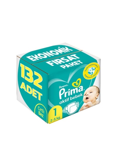 Prima Bebek Bezi 1 Numara 2-5 KG Yenidoğan Ekonomik Fırsat Paketi 132 Adet