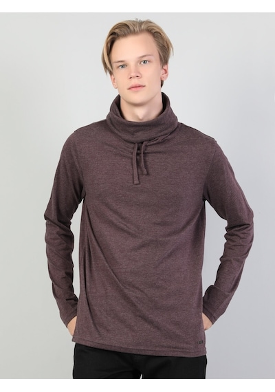Colin's Regular Fit Yarim Balikci Erkek Mor Uzun Kol Tişört CL1036982_q1.v1_PUM