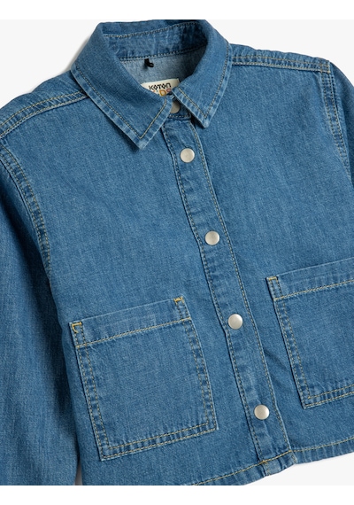 Koton Pamuklu Kısa Kollu Crop Denim Ceket Orta İndigo 5skg20016ad İndigo Koton Pamuklu Kısa Kollu Crop Denim Ceket Orta İndigo 5skg20016ad İndigo