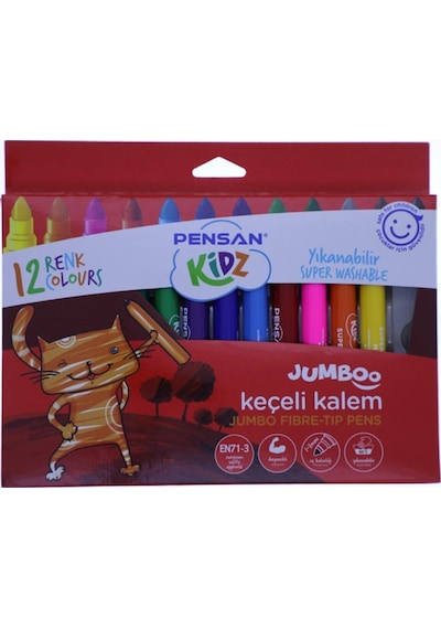 Kidz 12 Renk Jumbo Keçeli Kalem