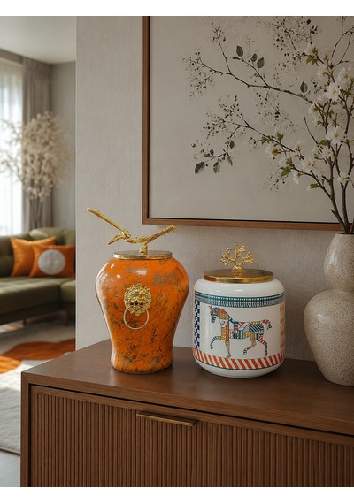 Dekoratif - Soft Sarı Mermer Şah Renkli Herm Oval Gold