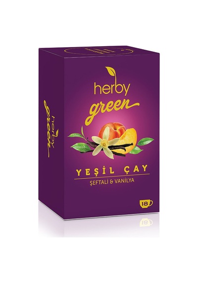 Herby Yeşil Çay Şeftali & Vanilya 18'li 27 G - 8 Adet Tarı