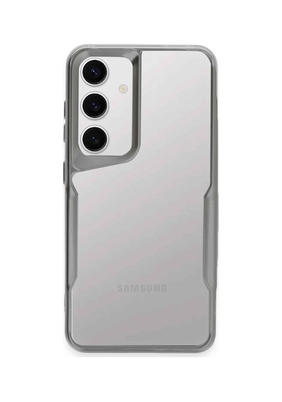 Samsung Galaxy S24 & S25 Uyumlu Kılıf Metal Çerçeve Görünümlü Kırılmaz Boyi Kapak Gümüş