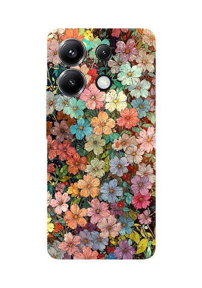 Poco X6 Pro Uyumlu Vintage Botanik Çiçek Bahçesi Baskılı Silikon Kılıf