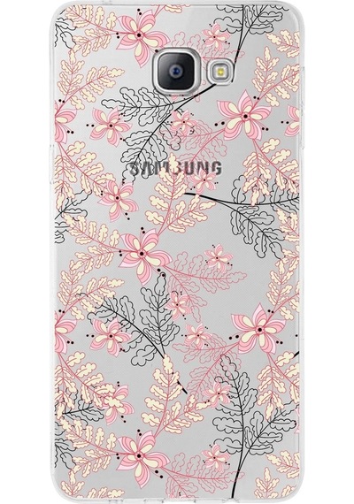 Samsung Galaxy A9 Pro Uyumlu Kapak Floral Kırmızı Tasarımlı Şeffaf Silikon Kılıf