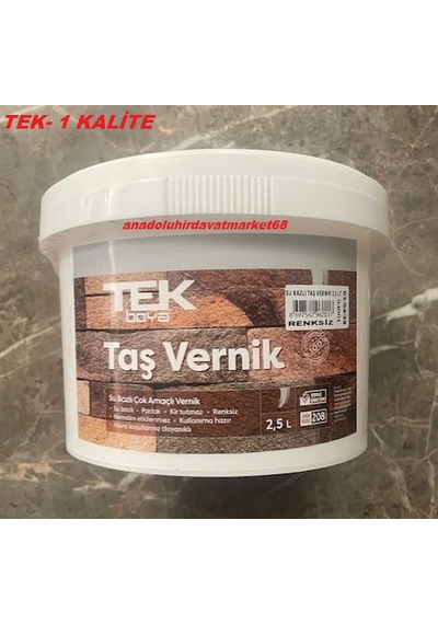 Tek Pro Su Bazlı Ahşap Vernik Doğal Taş Verniği Taş Duvar Verniği Akrilik Reçineli 2,5lt 2,5 L