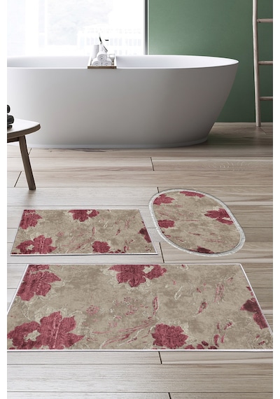 Eko Trend Djt 3 Lü Yıkanabilir Kaymaz Taban Banyo Paspas Seti 660m Suluboya pudra