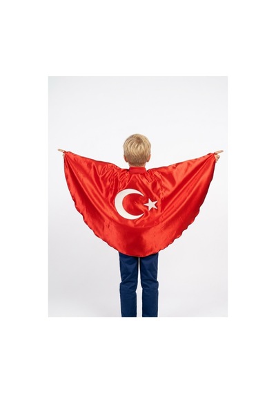 Çlm Store Türk Bayraklı Ayyıldızlı Pelerin Kırmızı Kırmızı