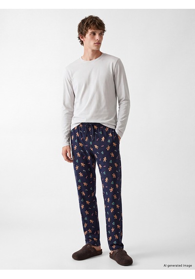 LC Waikiki Lc Waıkıkı Lacivert Yılbaşı Temalı Erkek Pijama Alt