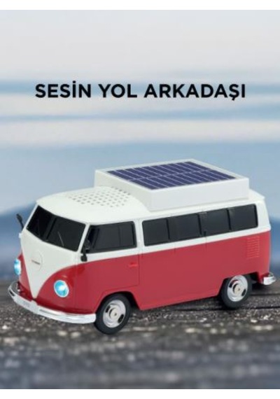 Kırmızı Vosvos Tasarımlı Solar Şarjlı Bluetooth Hoparlör 5w Güçlü Ses