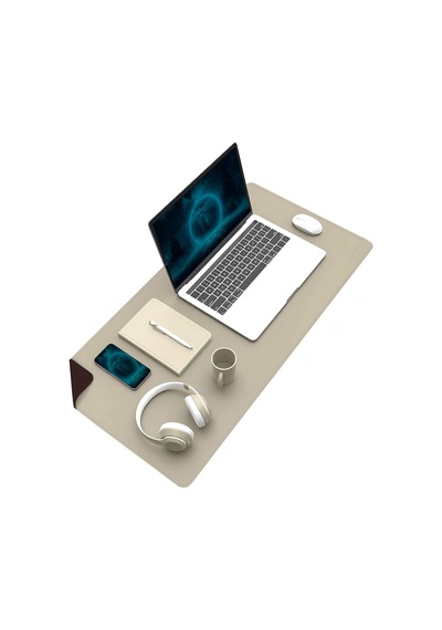 Lexroo Çift Renk Dikişli Pu Deri Masa Matı 80x40 Cm Mousepad, Su Geçirmez Masa Sümeni Standart