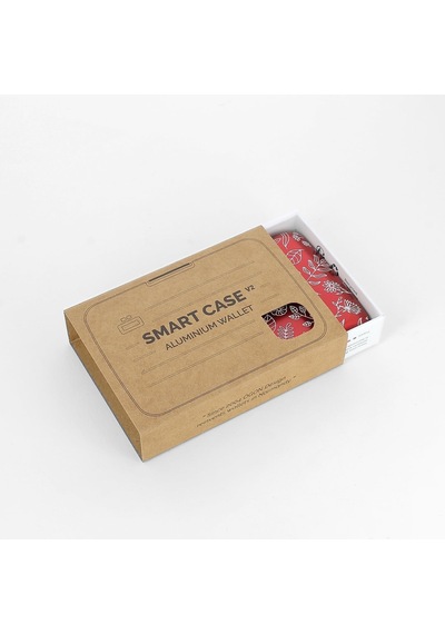 Ögon Designs Smart Case V2 Alüminyum Cüzdan - Kırmızı Çiçek Desenli, Rfıd Korumalı Kartlık