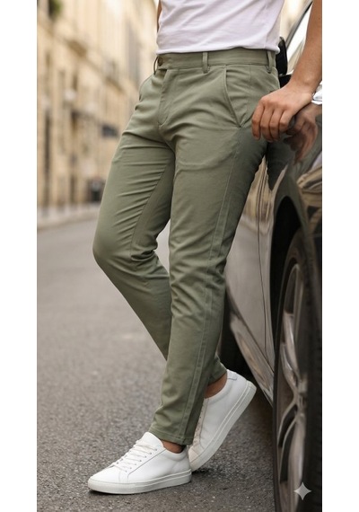 Modi Erkek Slim Fit Dilli Kumaş Pantolon Altın - Siyah