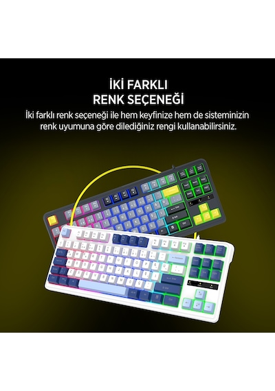 James Donkey Jdk87 Rainbow Mekanik Hisli Membran Türkçe Q Gaming 87 Tuş Klavye Siyah