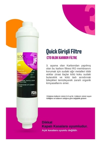 7 Aşamalı Su Arıtma Cihazı Filtre Seti Inline Filtre+ Ro Membran + Post Karbon Kapalı Kasa Uyumlu Tam Set '+5'Li Yedek Filtre Seti