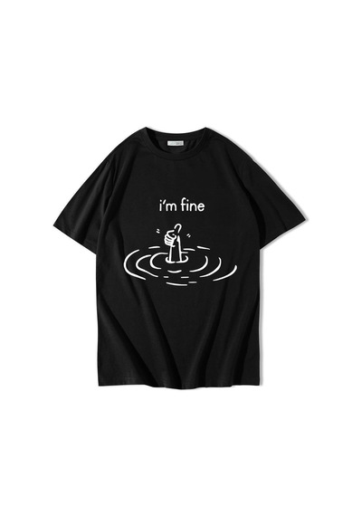 Brz Collectıon Brz Collection Unisex Oversize I'm Fine T-shirt Siyah