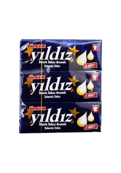 Yıldız Damla Sakızı Aromalı Şekersiz Stick, 7 Gr, 3'lü Paket