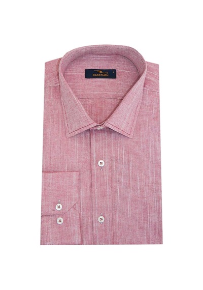 Erkek Gömlek Uzun Kol Silim Fit Keten Bgl-st01456 Bordo