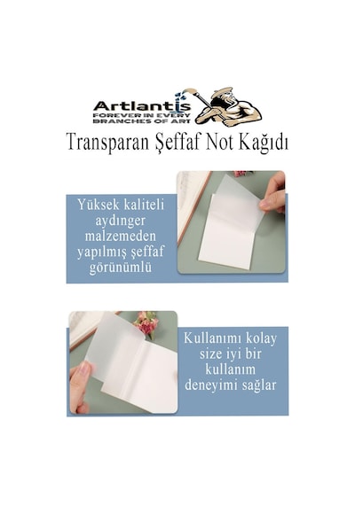 Yapışkanlı Şeffaf Not Kağıdı 50 Yaprak 1 Paket Kare Transparan Postit 75x75mm Yarı Saydam İşaretleyici Aydınger Not