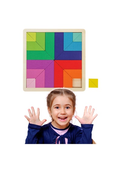 Gökkuşağı Tengrem 24 Parça Ahşap Puzzle Seti Geliştirici Oyun
